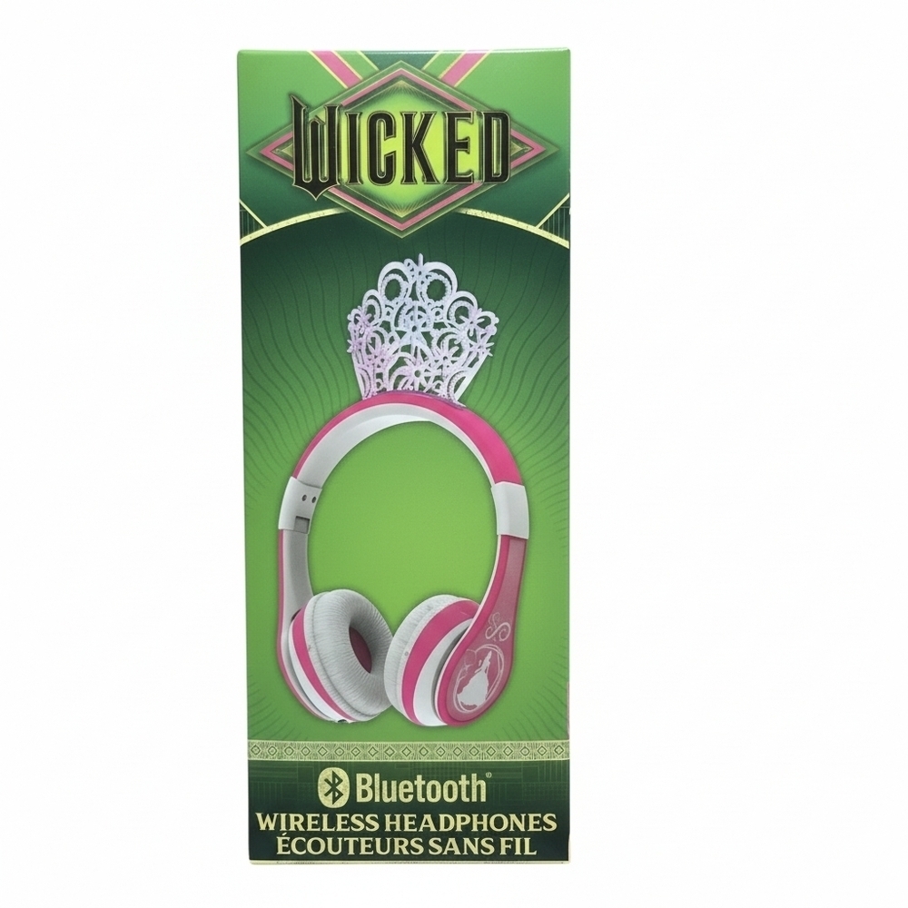 Wicked Glinda Pink and White Wireless Headphones Microphone Rechargable Kids New - Picture 4 of 9